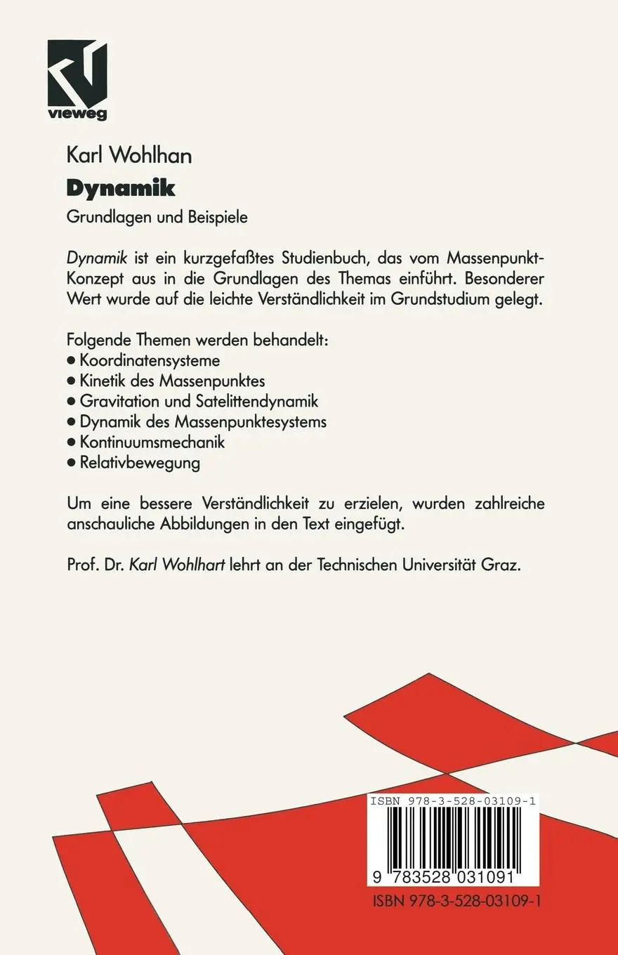 Rückseite: 9783528031091 | Dynamik | Grundlagen und Beispiele | Karl Wohlhart | Taschenbuch | xii