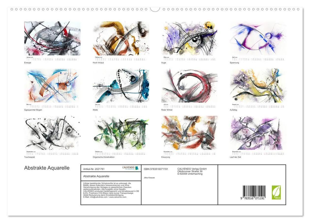 Bild: 9783516071191 | Abstrakte Aquarelle (hochwertiger Premium Wandkalender 2026 DIN A2...