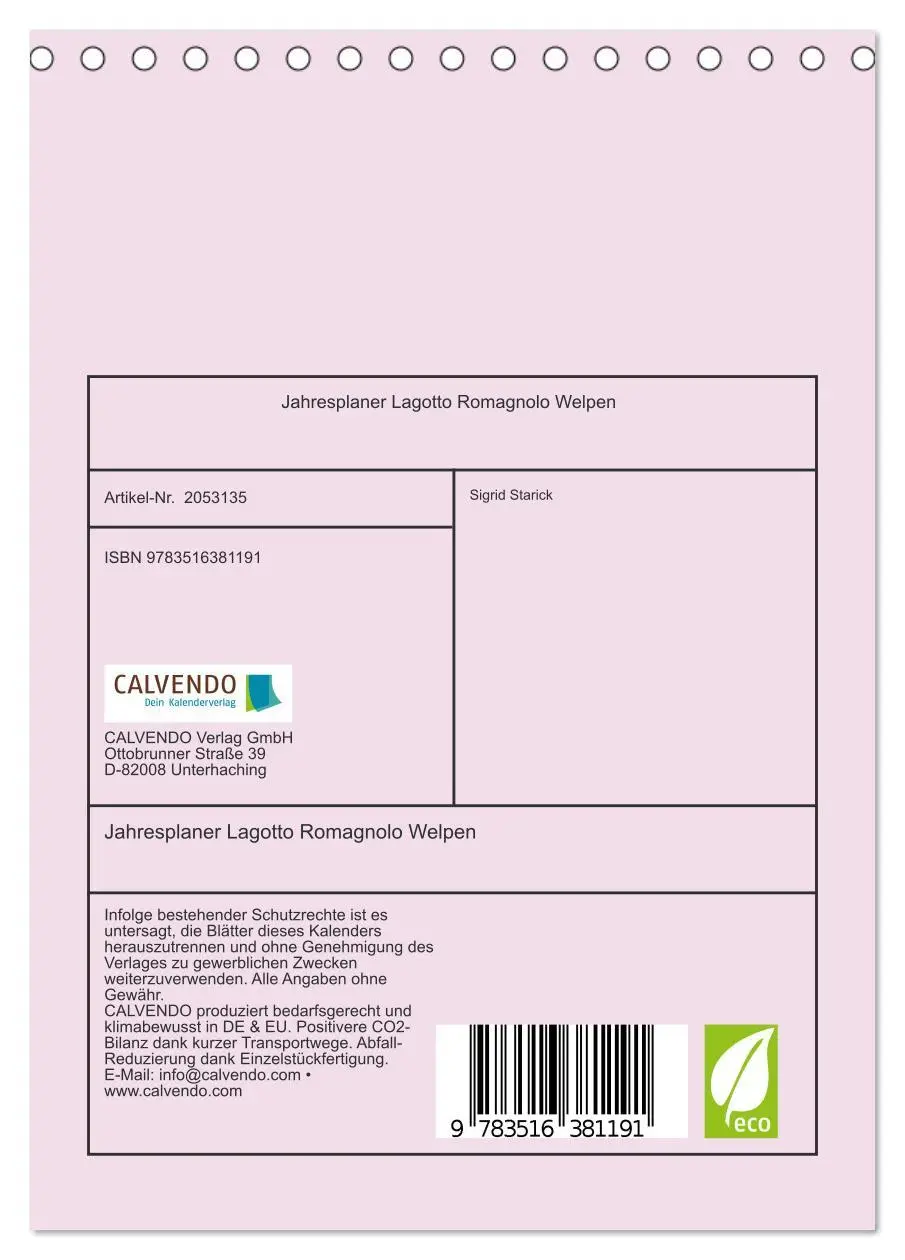 Bild: 9783516381191 | Jahresplaner Lagotto Romagnolo Welpen (Tischkalender 2026 DIN A5...