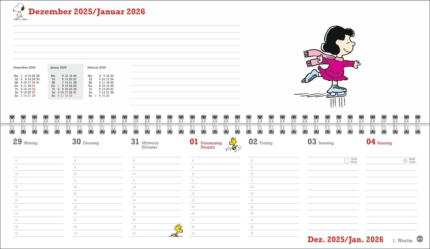 Bild: 9783756411191 | Peanuts Wochenquerplaner 2026 | Heye | Kalender | Spiralbindung | 2026