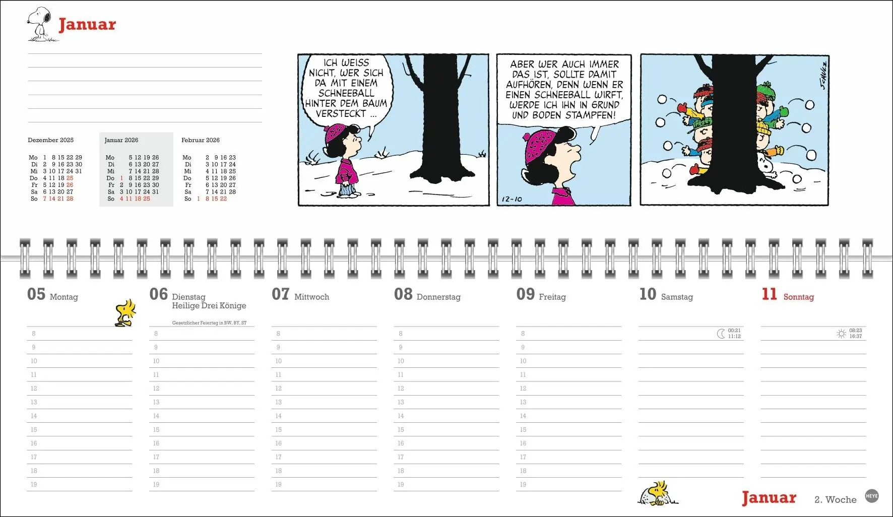 Bild: 9783756411191 | Peanuts Wochenquerplaner 2026 | Heye | Kalender | Spiralbindung | 2026