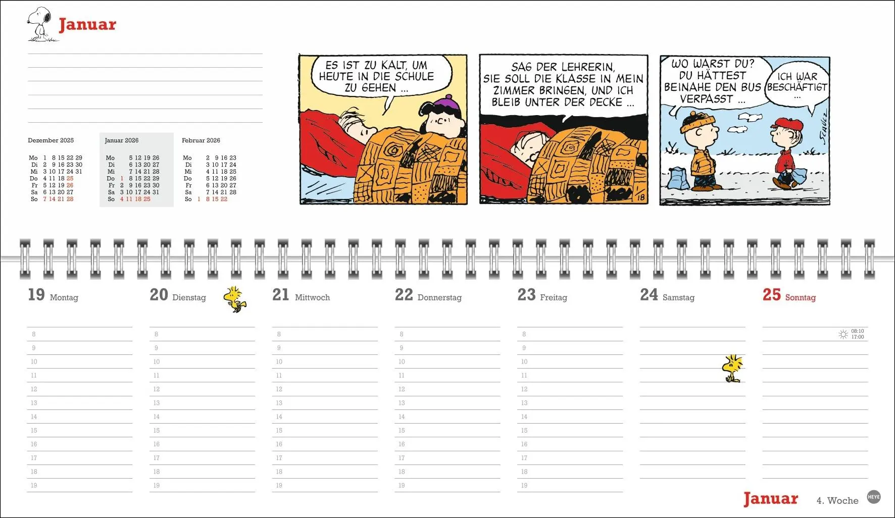 Bild: 9783756411191 | Peanuts Wochenquerplaner 2026 | Heye | Kalender | Spiralbindung | 2026