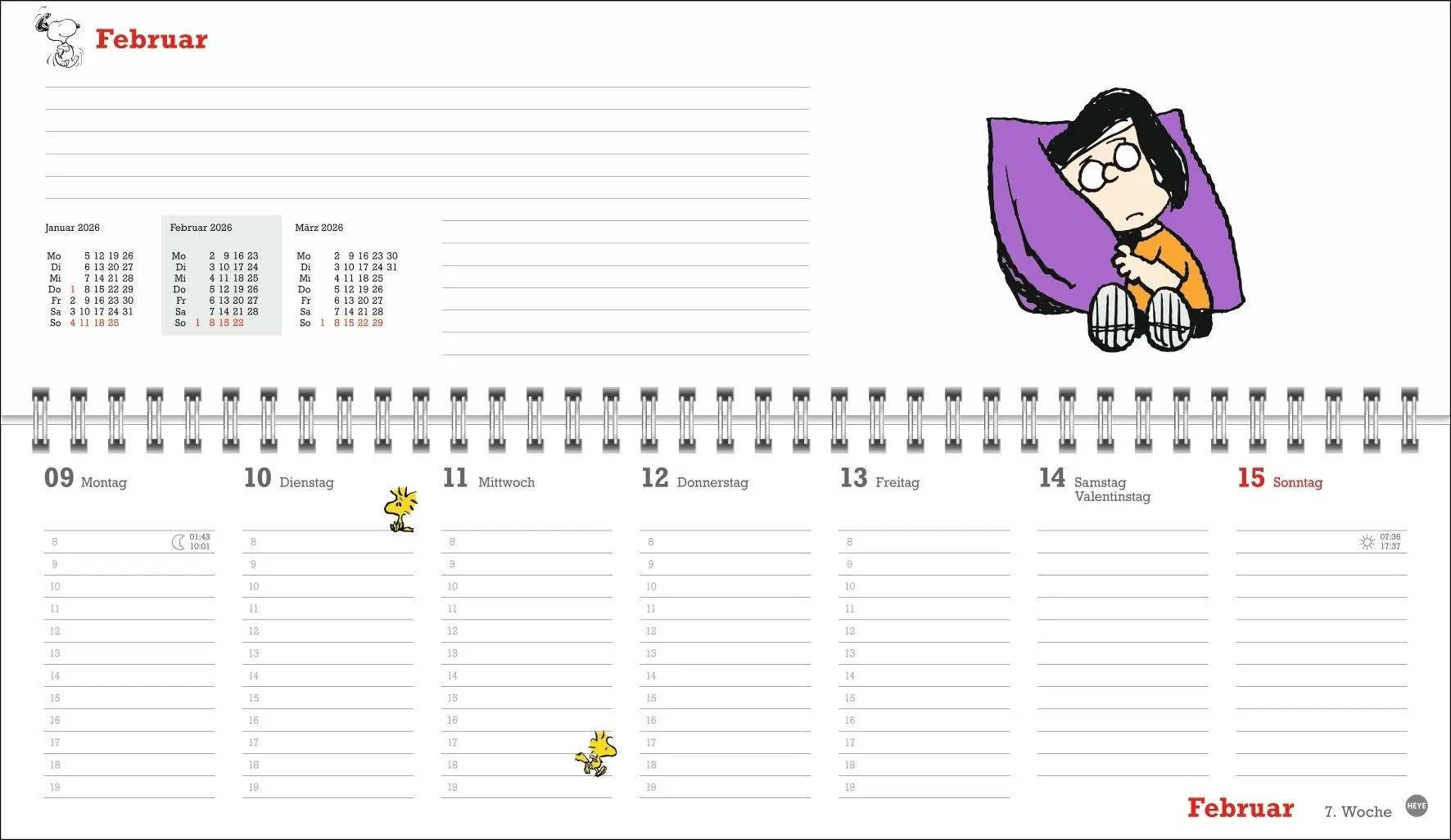 Bild: 9783756411191 | Peanuts Wochenquerplaner 2026 | Heye | Kalender | Spiralbindung | 2026