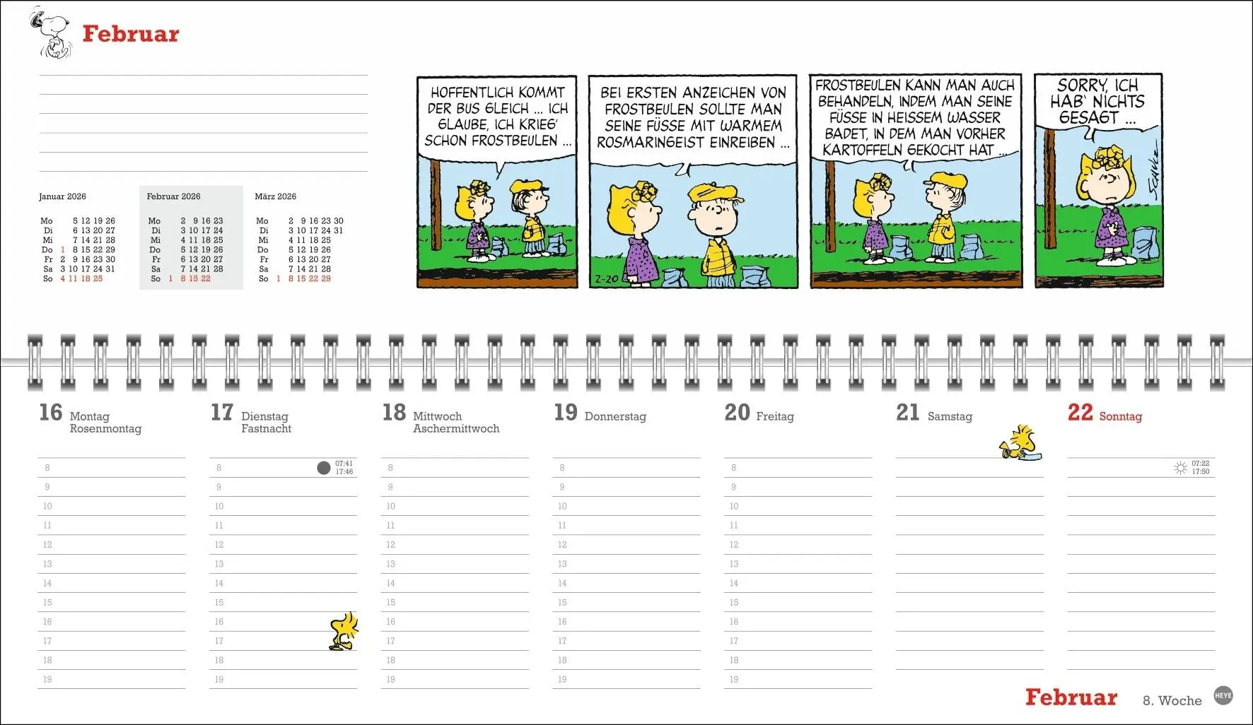 Bild: 9783756411191 | Peanuts Wochenquerplaner 2026 | Heye | Kalender | Spiralbindung | 2026
