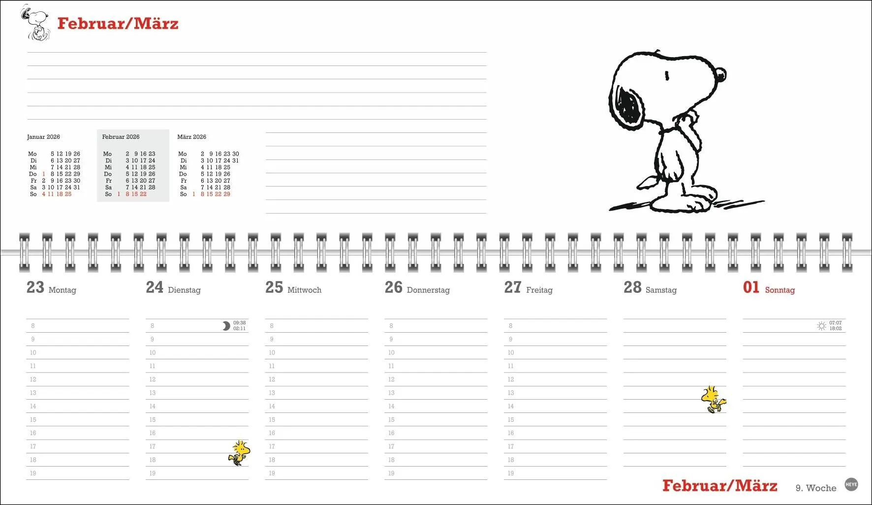 Bild: 9783756411191 | Peanuts Wochenquerplaner 2026 | Heye | Kalender | Spiralbindung | 2026