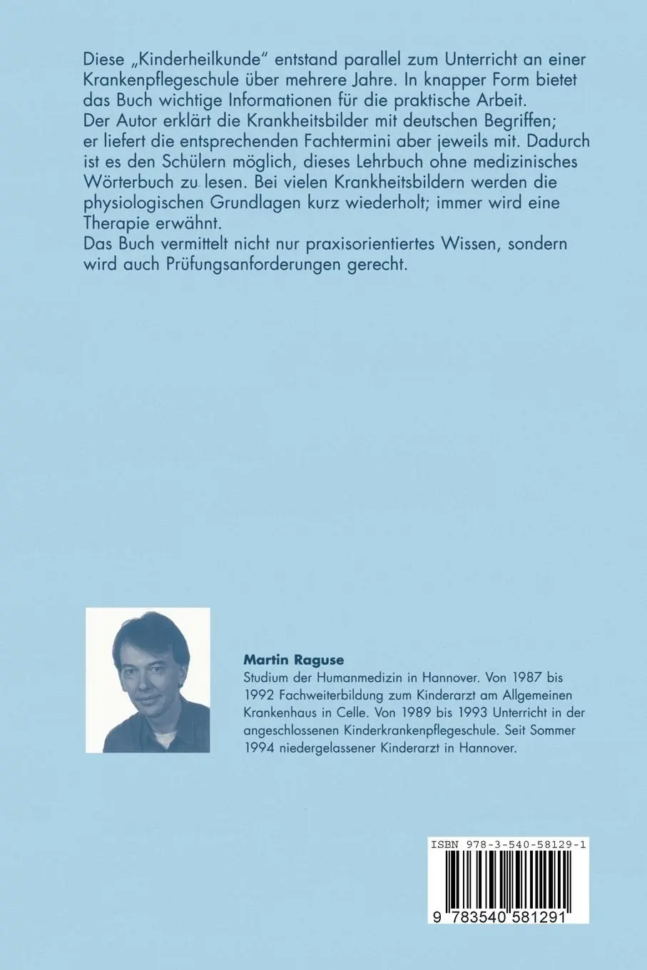 Rückseite: 9783540581291 | Kinderheilkunde für Kinderkrankenschwestern und -pfleger | Raguse