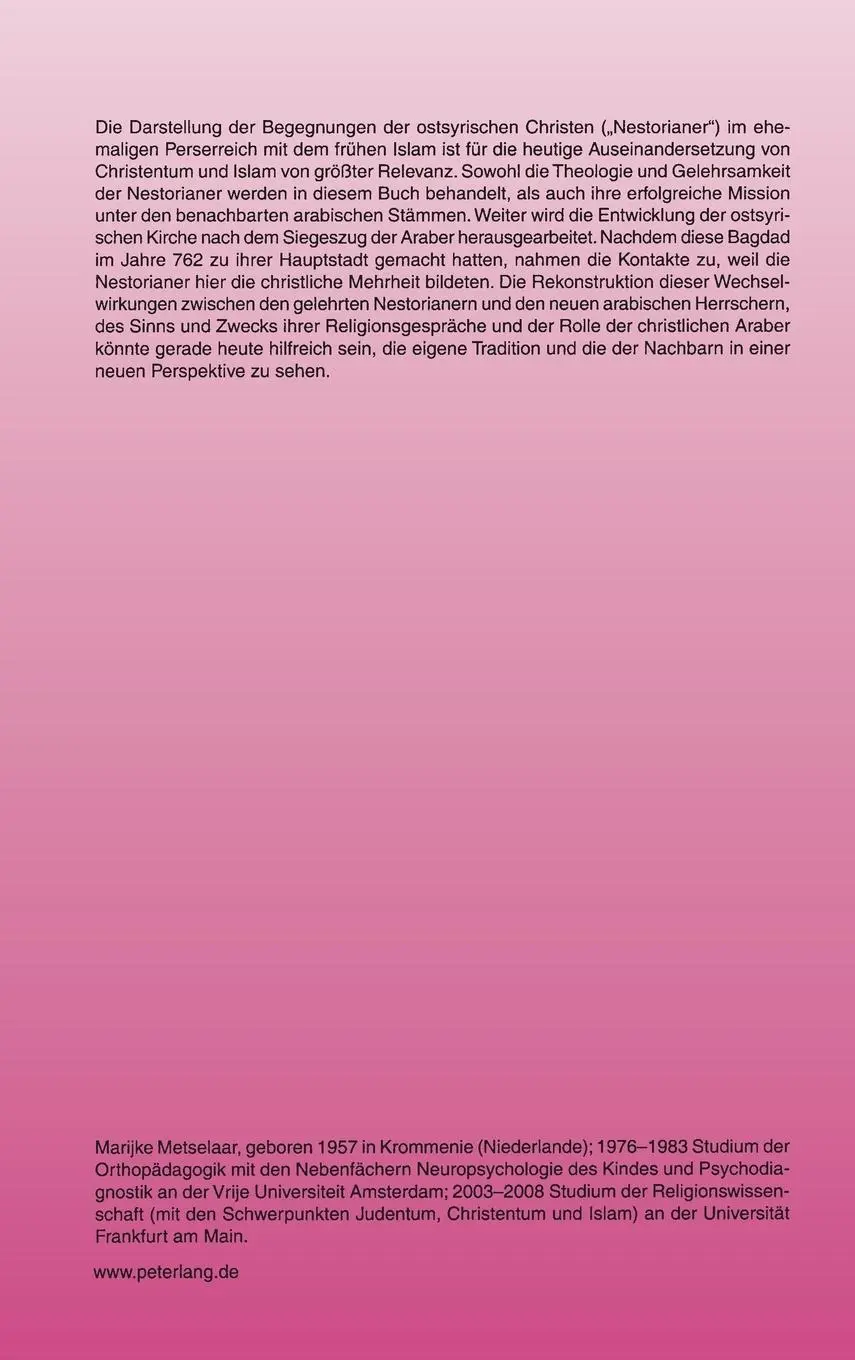 Rückseite: 9783631591291 | Die Nestorianer und der frühe Islam | Marijke Metselaar | Buch | 2009