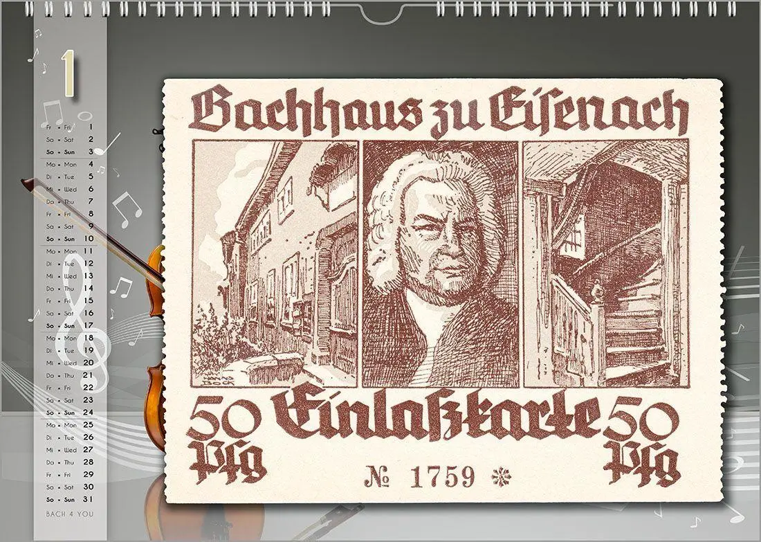 Bild: 9783969031391 | Komponisten-Kalender, Bach-Kalender, Musik-Kalender 2027, DIN A4 | Jr.
