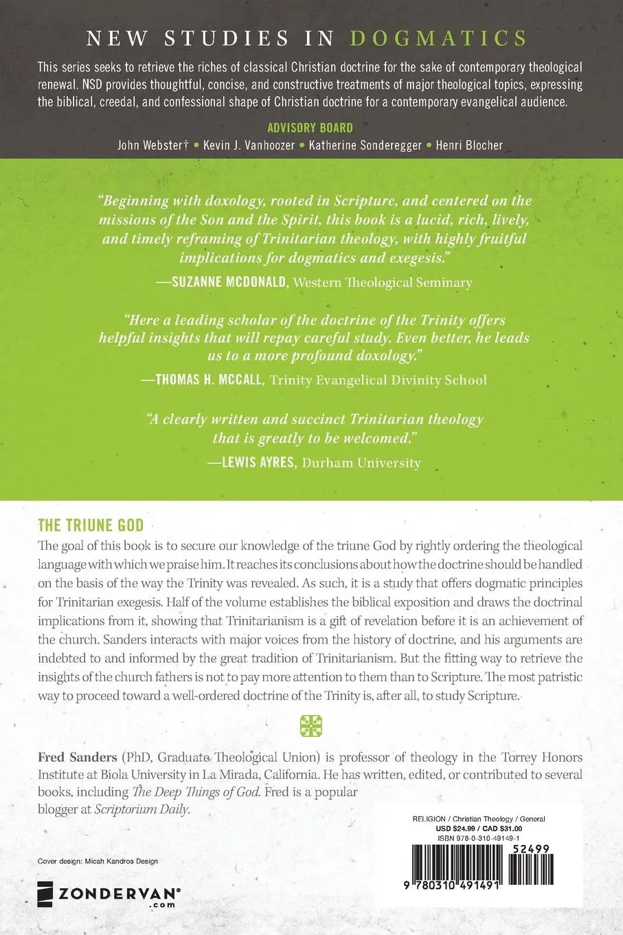 Rückseite: 9780310491491 | The Triune God | Fred Sanders | Taschenbuch | Englisch | 2016