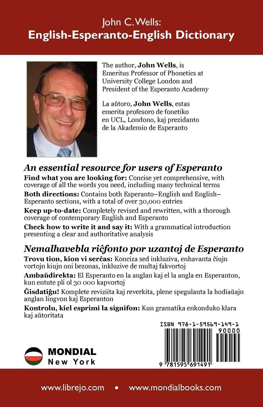 Rückseite: 9781595691491 | English-Esperanto-English Dictionary (2010 Edition) | Wells (u. a.)