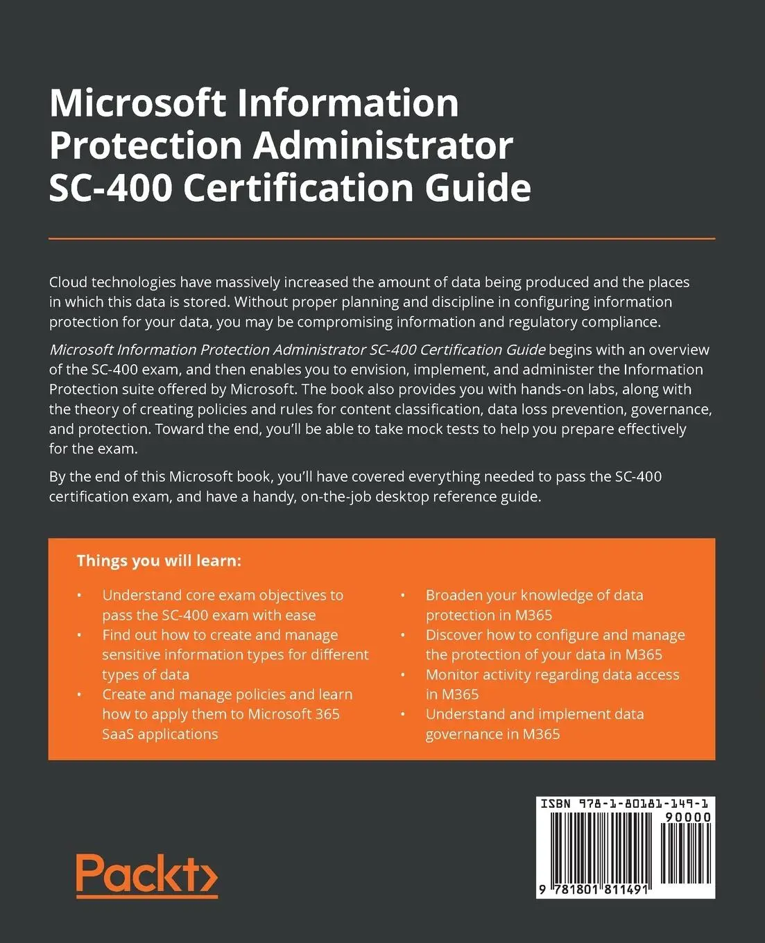Rückseite: 9781801811491 | Microsoft Information Protection Administrator SC-400 Certification...