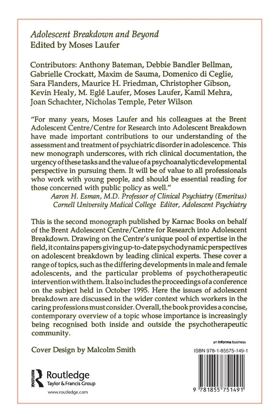 Rückseite: 9781855751491 | Adolescent Breakdown and Beyond | Moses Laufer | Taschenbuch | 1997