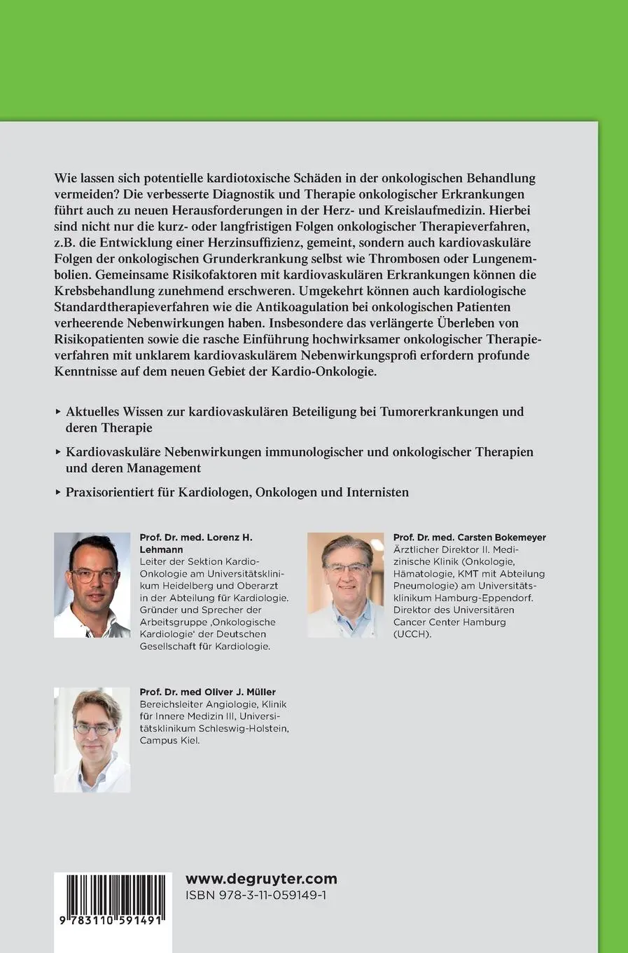 Rückseite: 9783110591491 | Kardio-Onkologie | Lorenz Lehmann (u. a.) | Buch | XXIV | Deutsch
