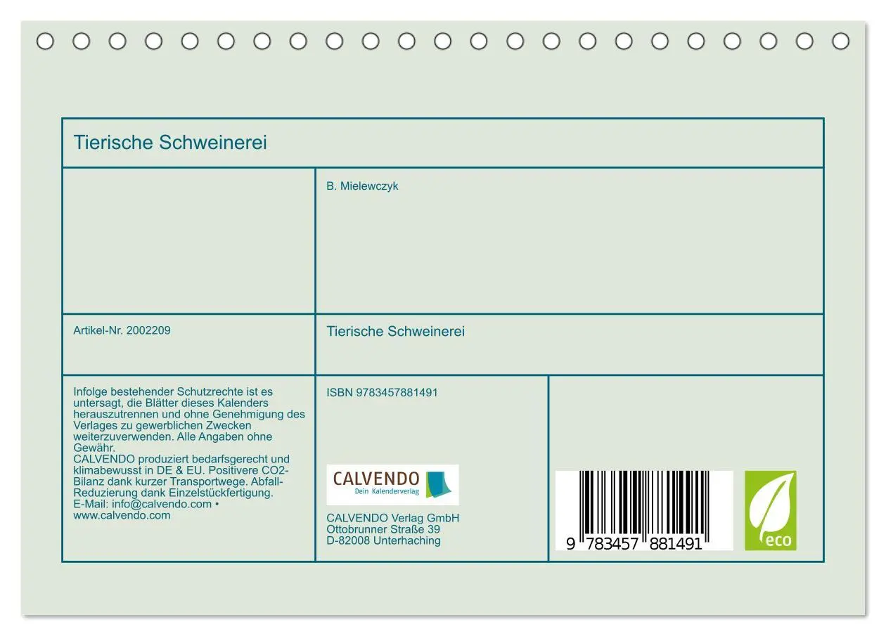 Bild: 9783457881491 | Tierische Schweinerei (Tischkalender 2026 DIN A5 quer), CALVENDO...