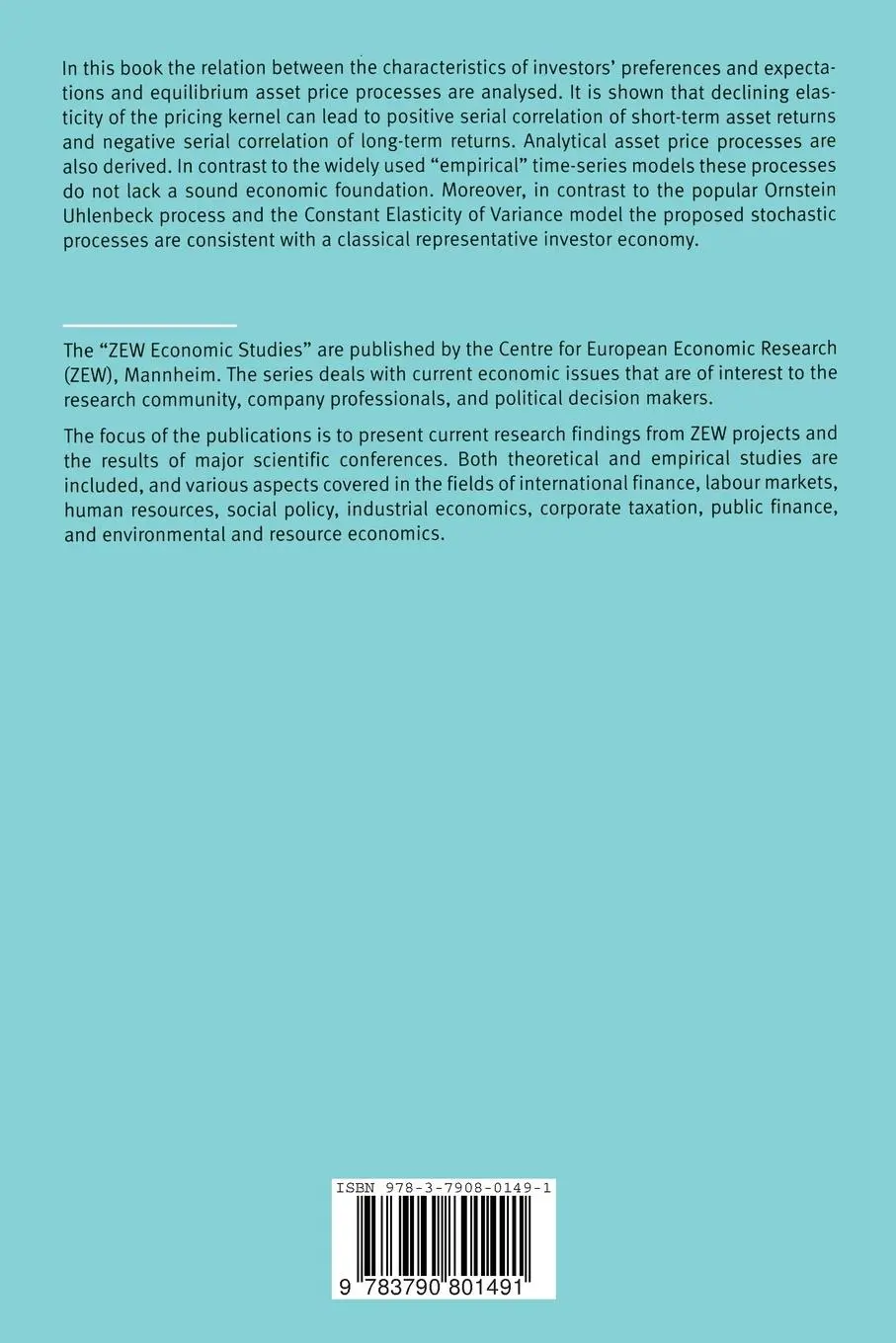 Rückseite: 9783790801491 | Economic Foundation of Asset Price Processes | Erik Paul Lüders | Buch