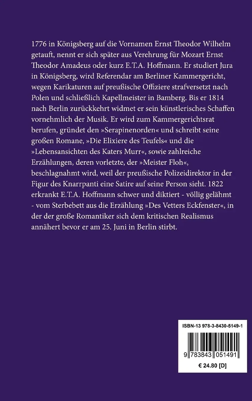 Rückseite: 9783843051491 | Lebensansichten des Katers Murr | E. T. A. Hoffmann | Buch | 364 S.