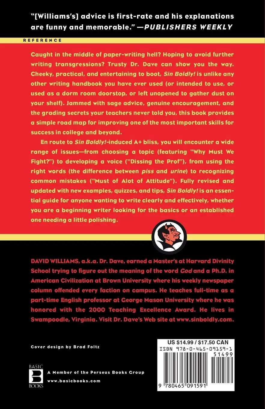 Rückseite: 9780465091591 | Sin Boldly! | Dr. Dave's Guide to Writing the College Paper | Williams