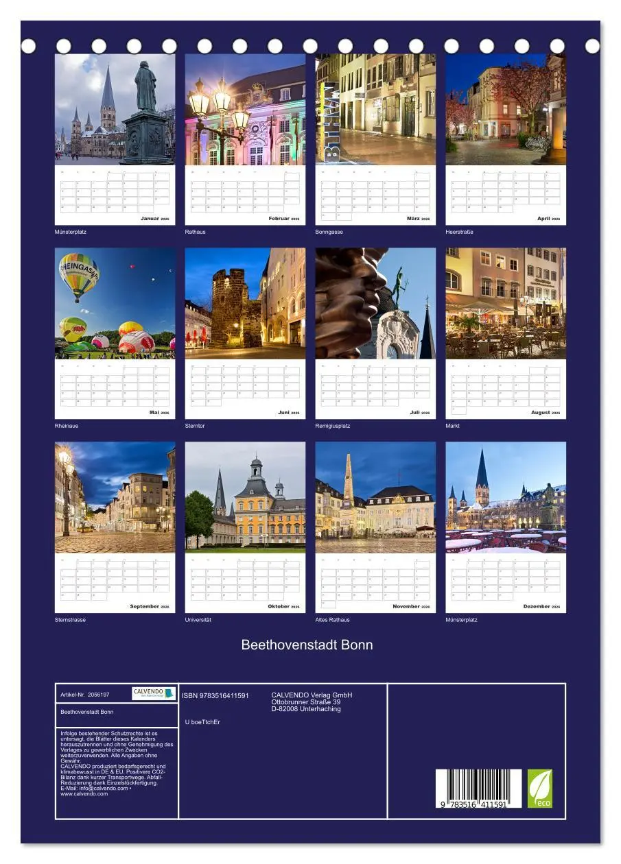Bild: 9783516411591 | Beethovenstadt Bonn (Tischkalender 2026 DIN A5 hoch), CALVENDO...