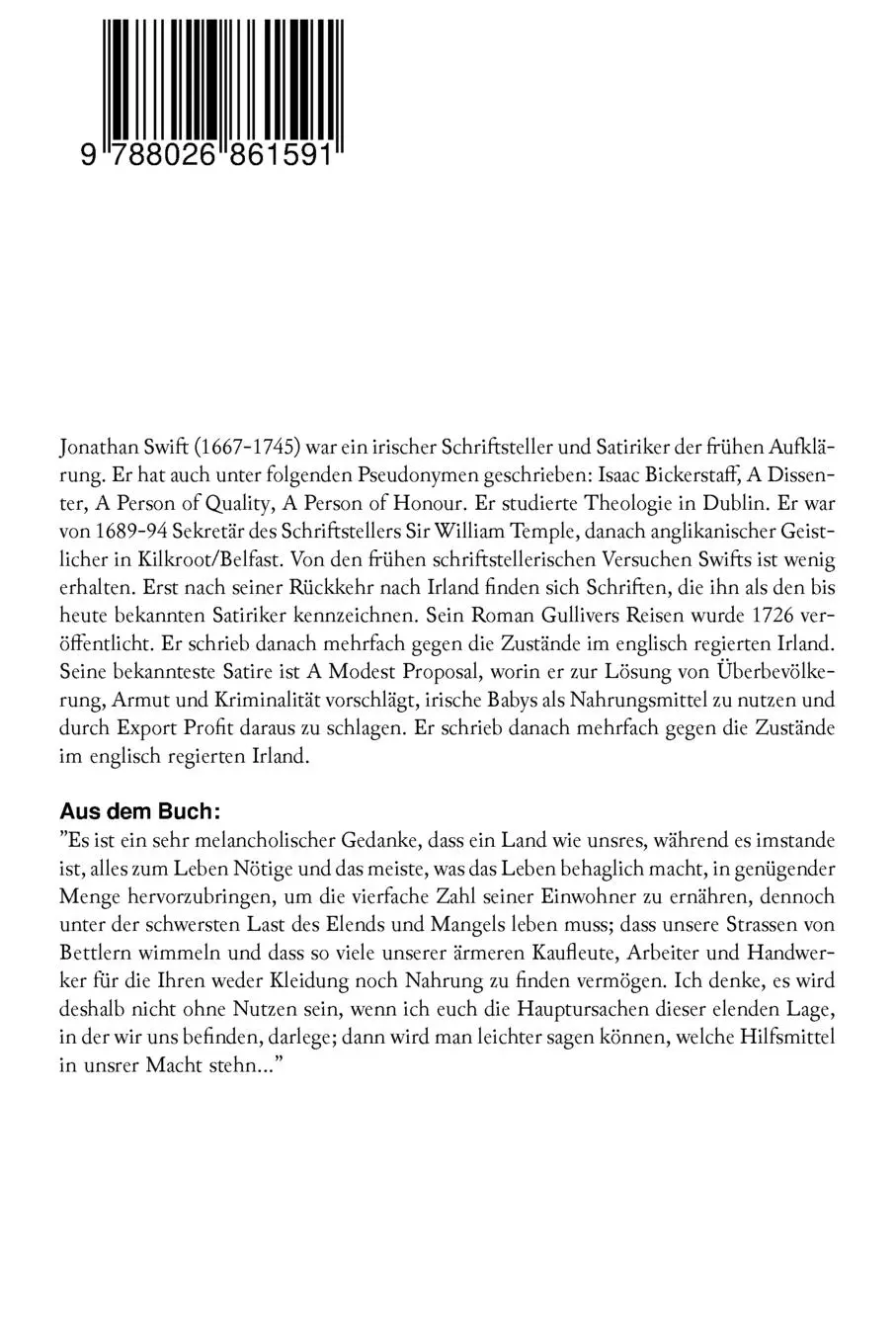 Rückseite: 9788026861591 | Irland | Jonathan Swift | Taschenbuch | Kartoniert / Broschiert | 2017