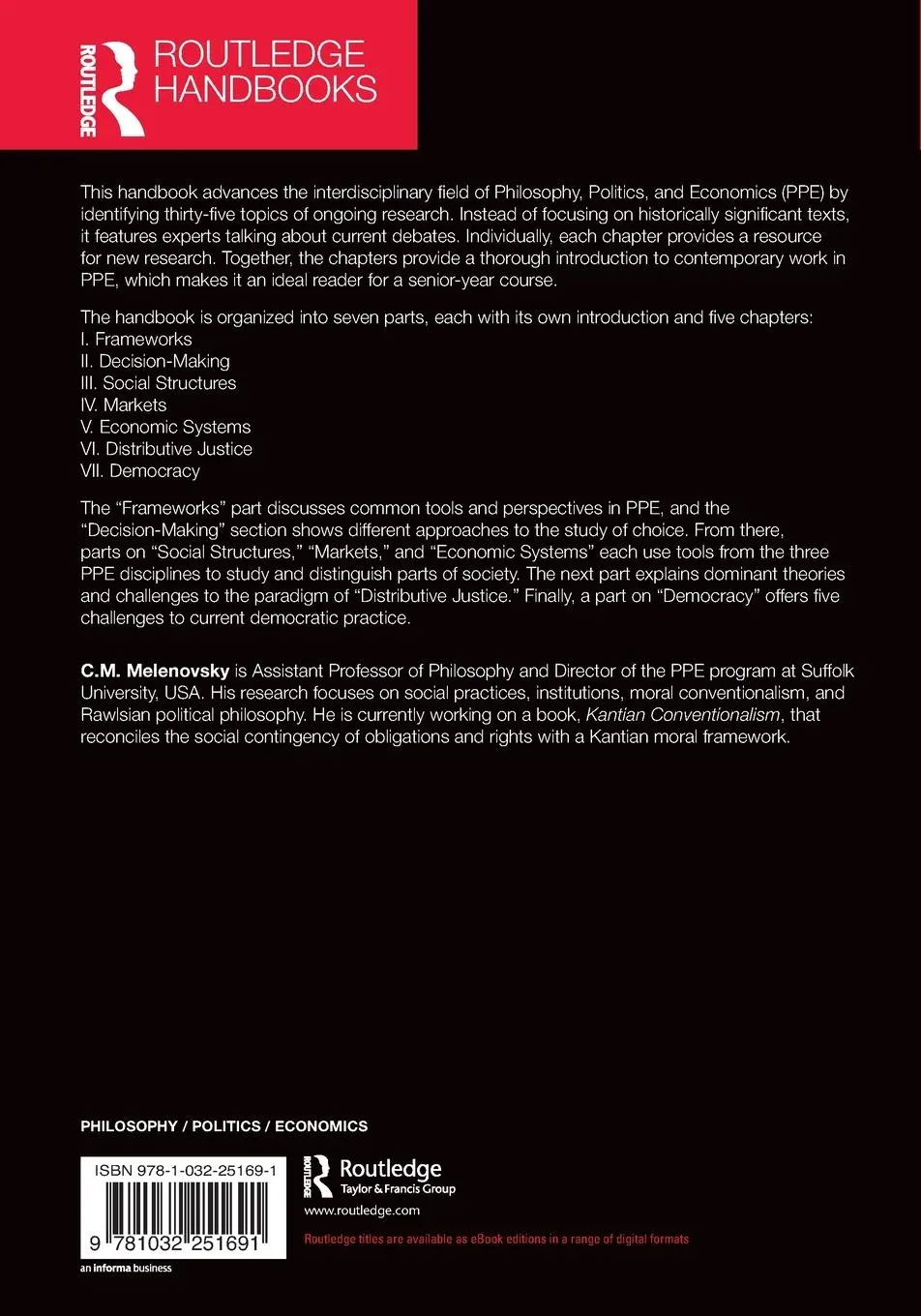 Rückseite: 9781032251691 | The Routledge Handbook of Philosophy, Politics, and Economics | Buch