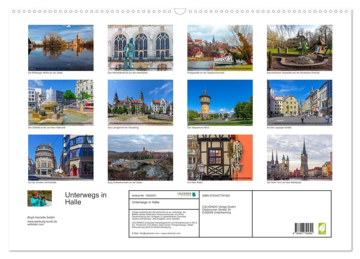 Bild: 9783457791691 | Unterwegs in Halle (Wandkalender 2026 DIN A2 quer), CALVENDO...