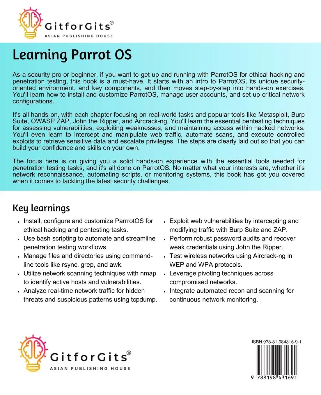 Rückseite: 9788198431691 | Learning ParrotOS | Arvin Destar | Taschenbuch | Englisch | 2024