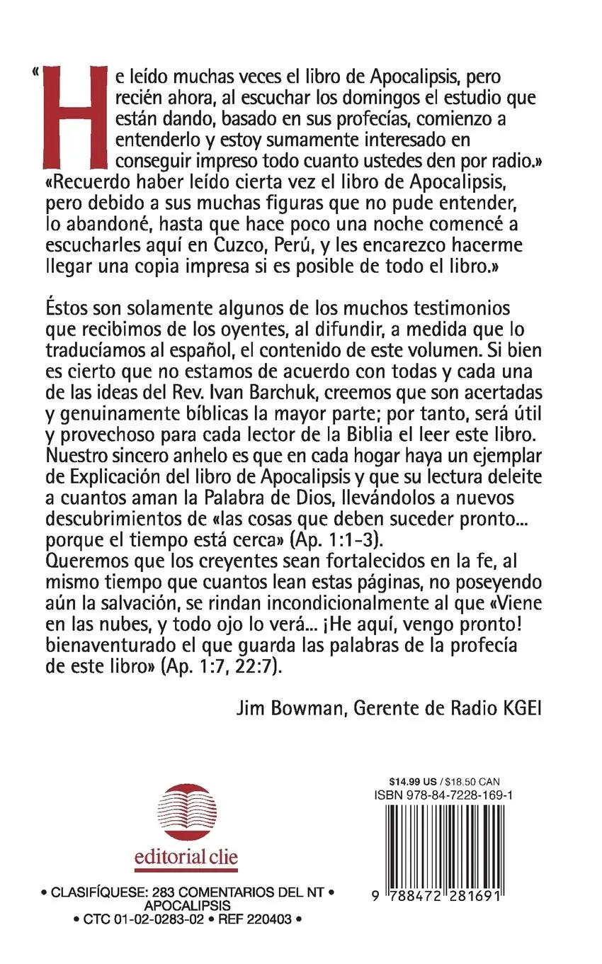 Rückseite: 9788472281691 | Explicaci N del Libro de Apocalipsis = Book of Revelation Explained