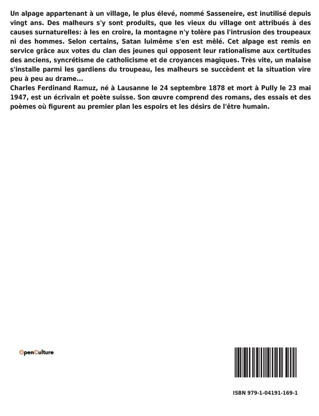 Rückseite: 9791041911691 | La Grande Peur dans la Montagne | Un roman de Charles-Ferdinand Ramuz