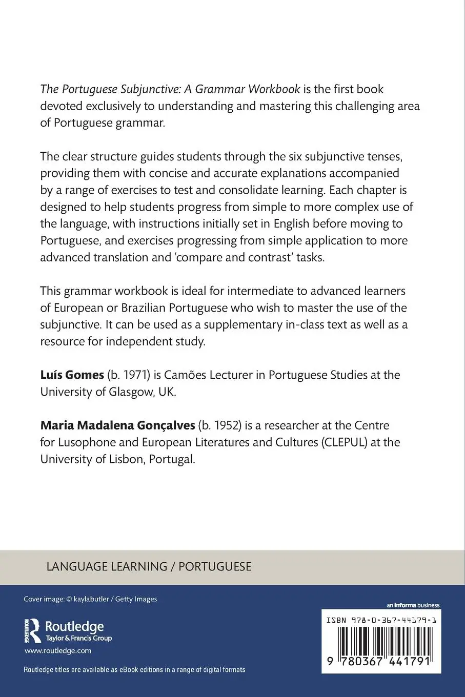 Rückseite: 9780367441791 | The Portuguese Subjunctive | A Grammar Workbook | Luís Gomes (u. a.)