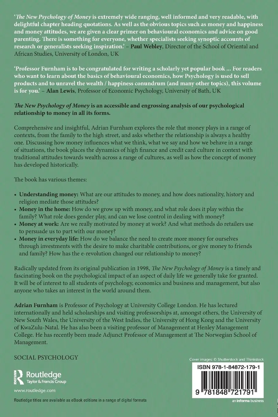 Rückseite: 9781848721791 | The New Psychology of Money | Adrian Furnham | Taschenbuch | Englisch