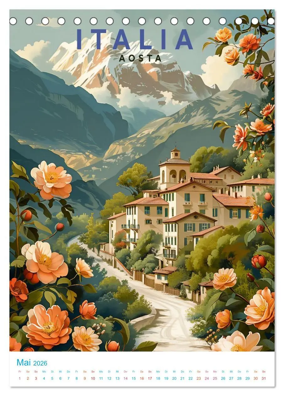 Bild: 9783457301791 | Norditalien - Old School Poster Style (Tischkalender 2026 DIN A5...