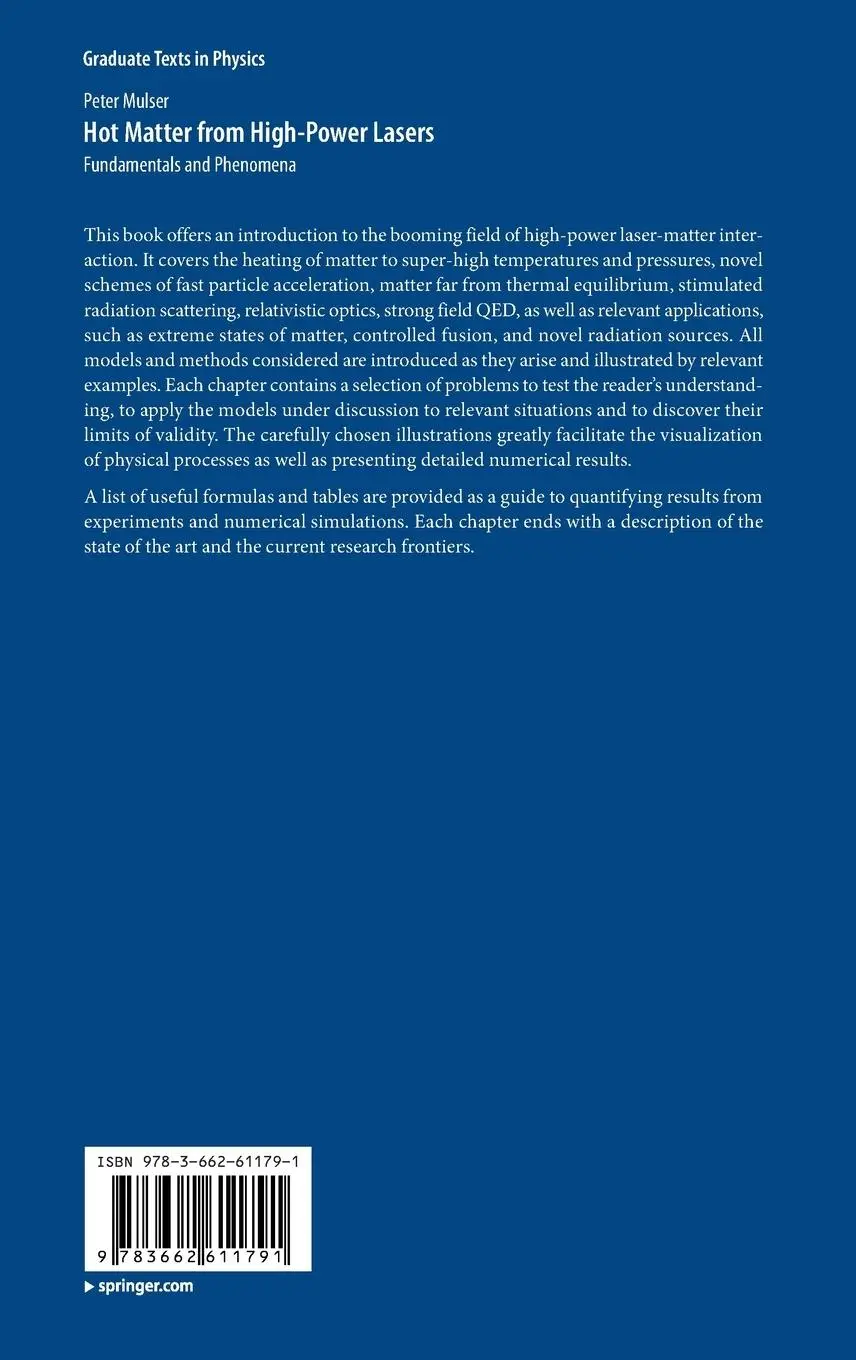 Rückseite: 9783662611791 | Hot Matter from High-Power Lasers | Fundamentals and Phenomena | Buch