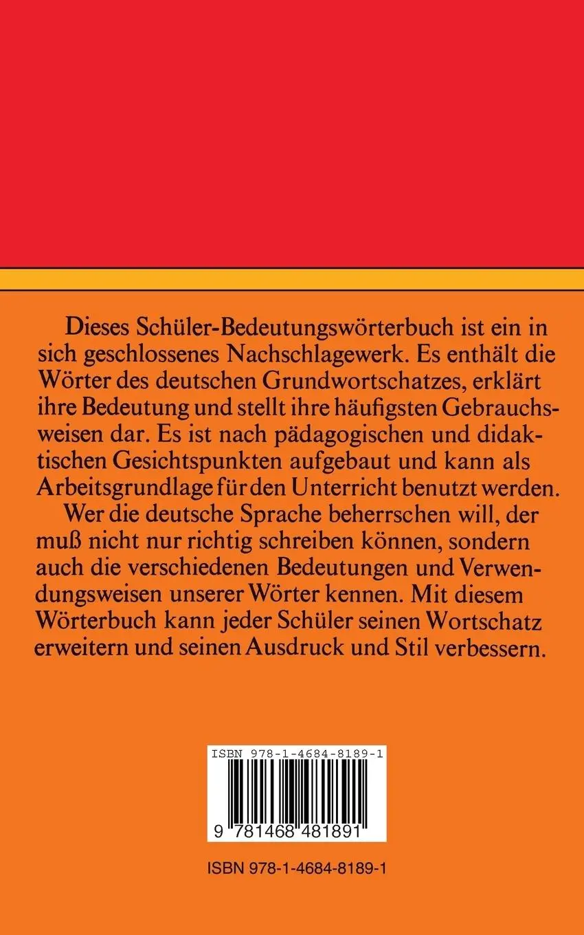 Rückseite: 9781468481891 | Schülerduden Bedeutungswörterbuch | Bedeutung und Gebrauch der Wörter