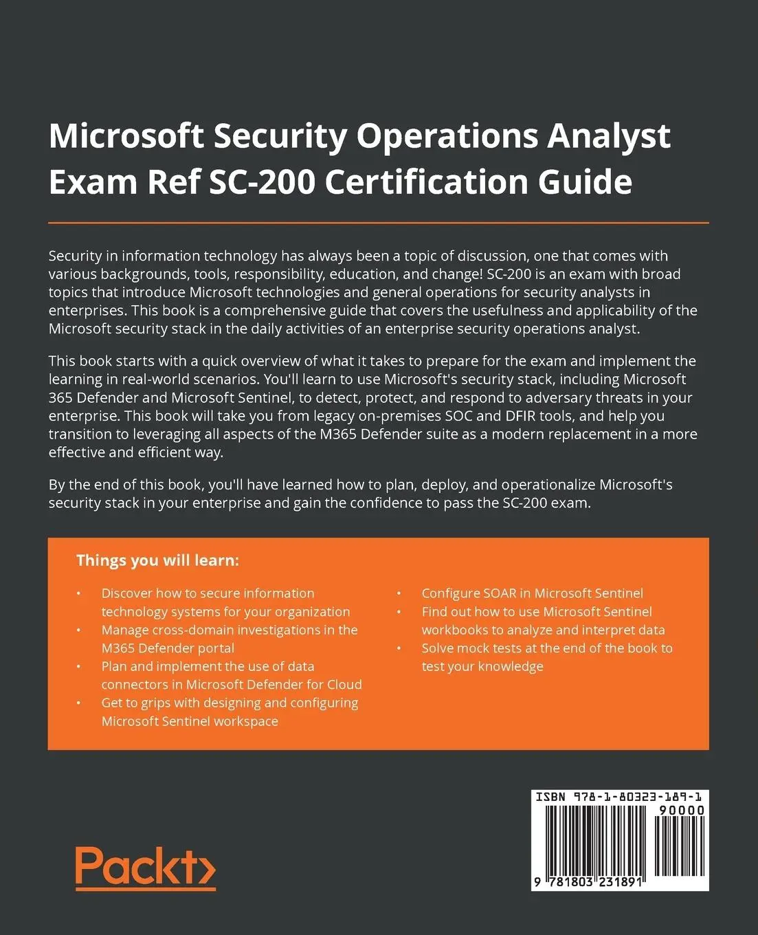 Rückseite: 9781803231891 | Microsoft Security Operations Analyst Exam Ref SC-200 Certification...