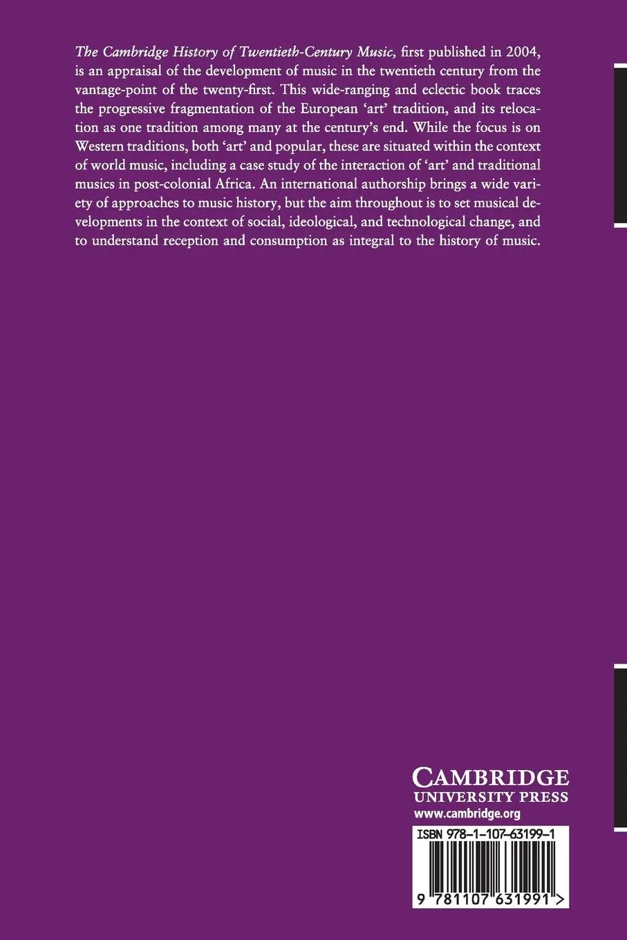 Rückseite: 9781107631991 | The Cambridge History of Twentieth-Century Music | Cook (u. a.) | Buch