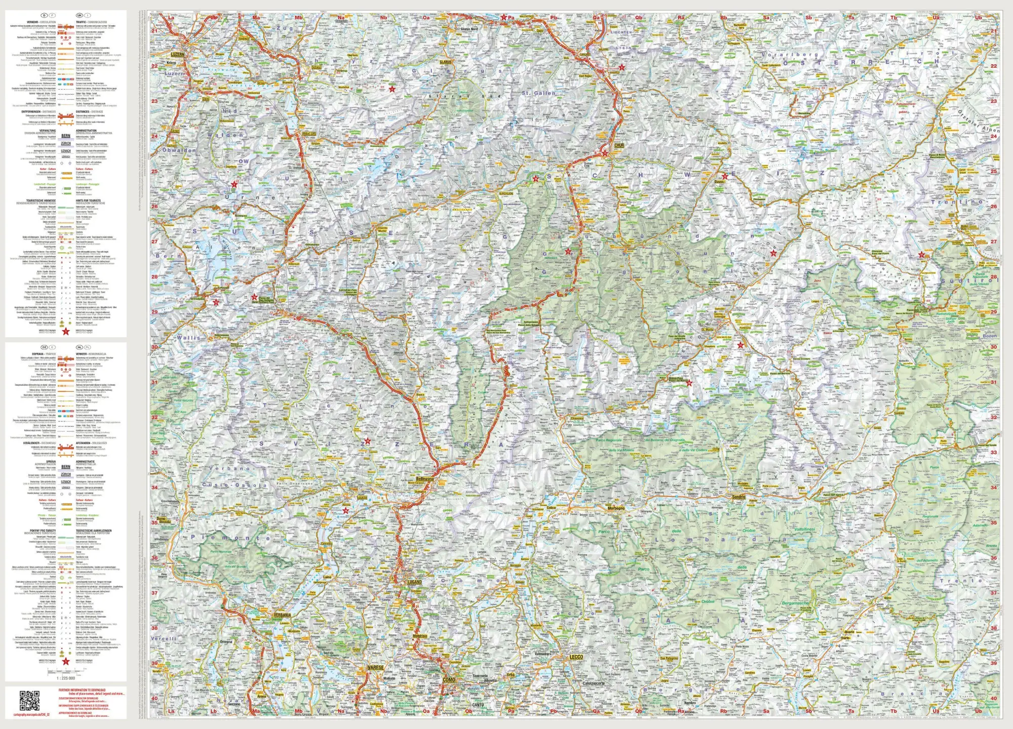 Bild: 9783575021991 | MARCO POLO Reisekarte Schweiz 02 Östlicher Teil 1:225.000 | 1 Karte