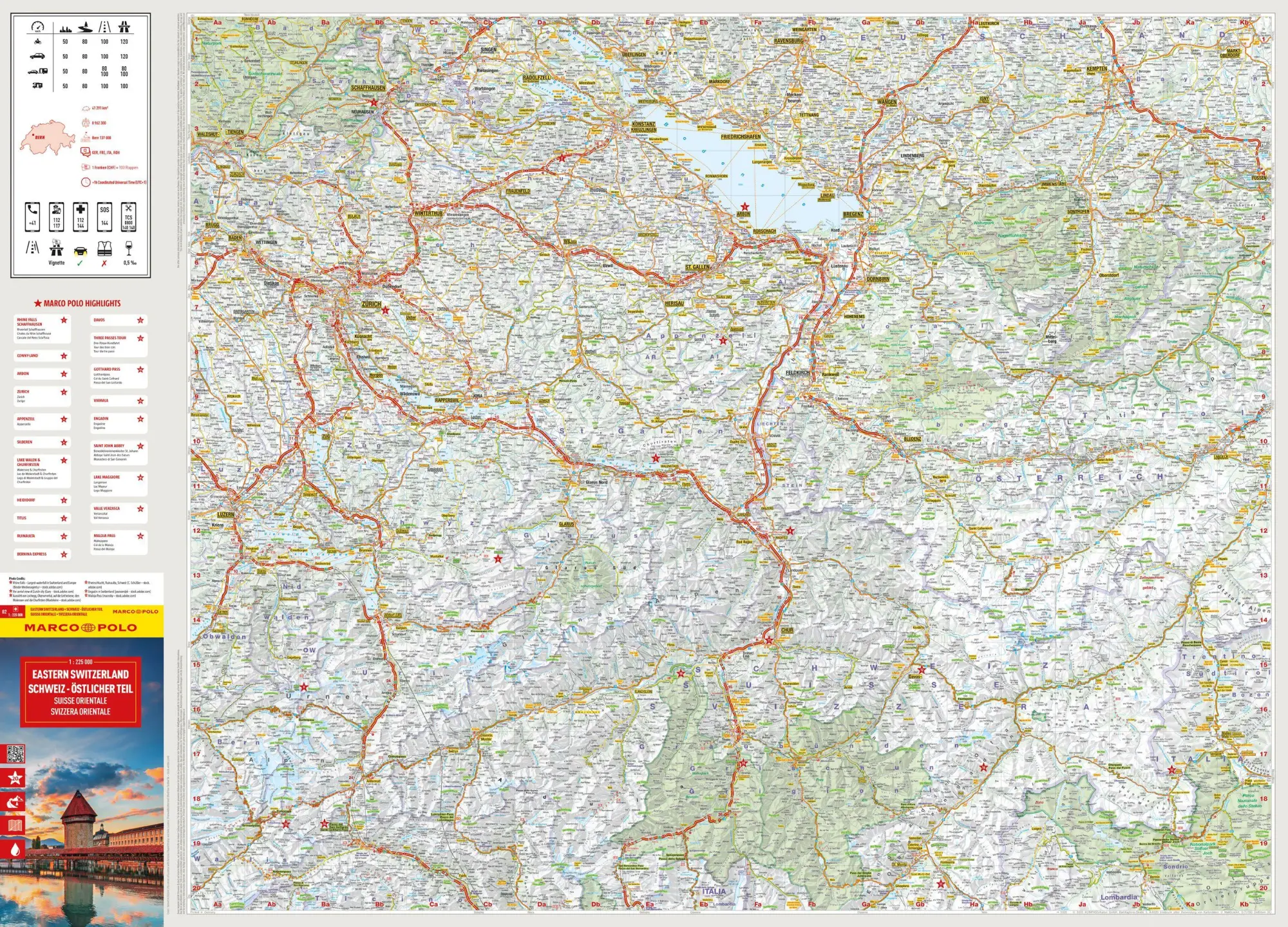 Bild: 9783575021991 | MARCO POLO Reisekarte Schweiz 02 Östlicher Teil 1:225.000 | 1 Karte