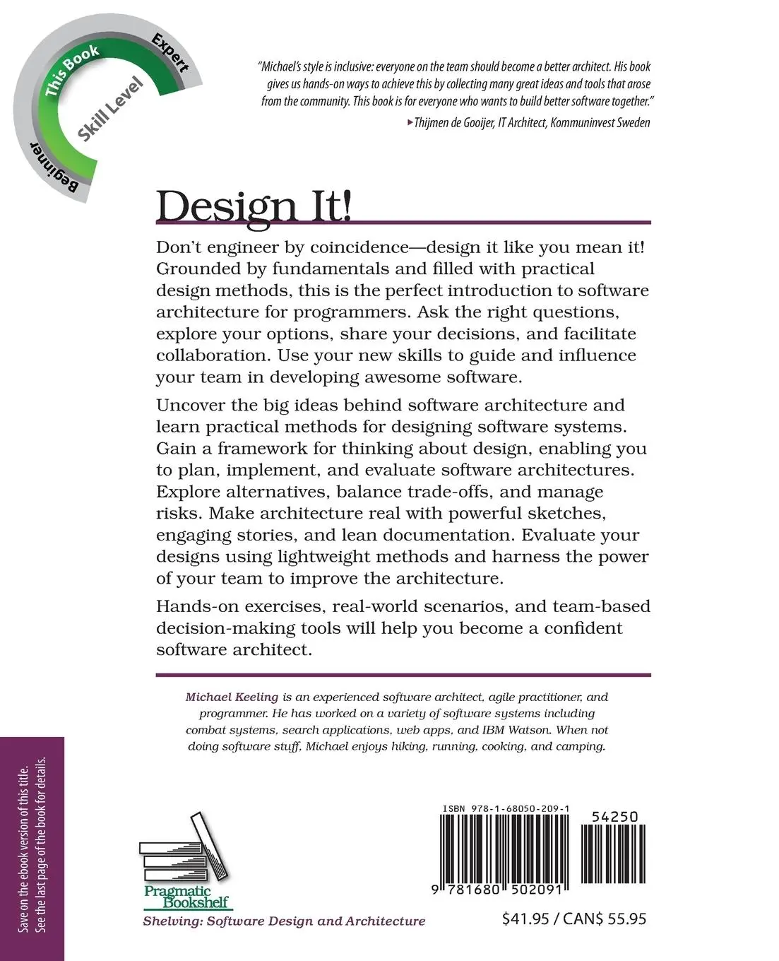 Rückseite: 9781680502091 | Design It! | From Programmer to Software Architect | Michael Keeling