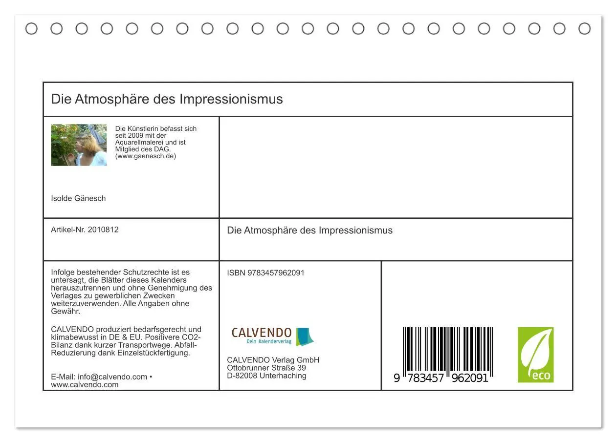 Bild: 9783457962091 | Die Atmosphäre des Impressionismus (Tischkalender 2026 DIN A5...