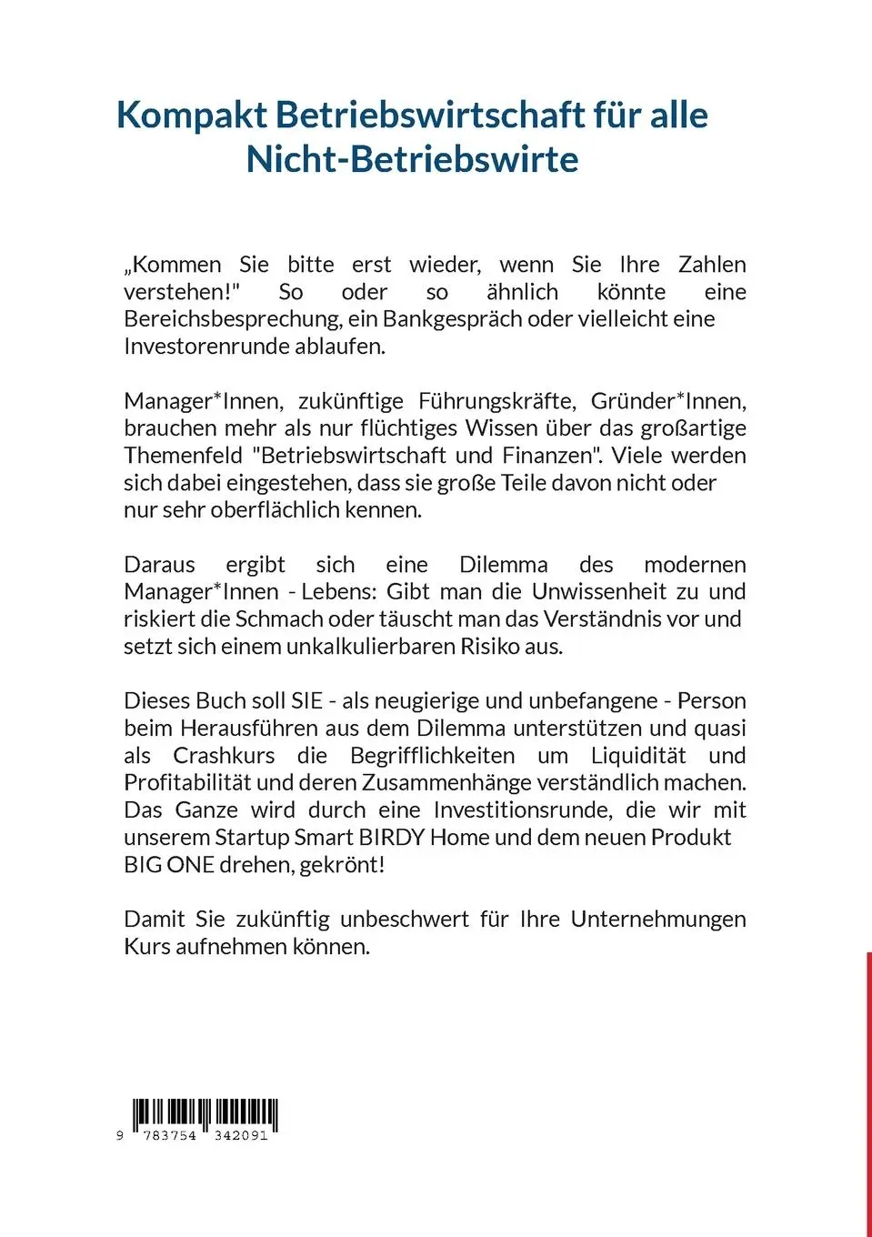 Rückseite: 9783754342091 | Kompakt Betriebswirtschaft für alle Nicht-Betriebswirte | Scheuermann