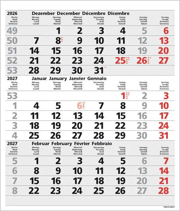 Bild: 9783819302091 | 3-Monats-Planer Comfort Grau 2027 | Verlag Korsch | Kalender | 12 S.