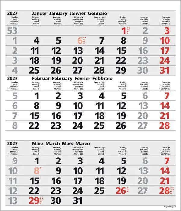 Bild: 9783819302091 | 3-Monats-Planer Comfort Grau 2027 | Verlag Korsch | Kalender | 12 S.