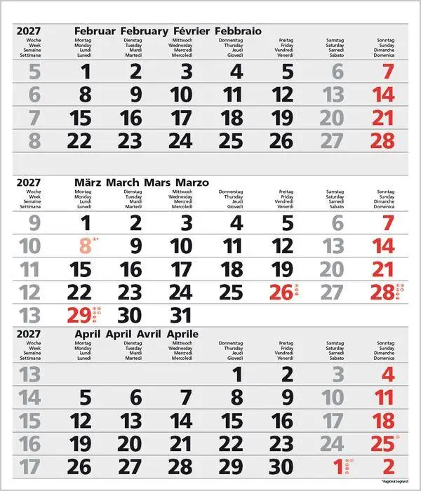 Bild: 9783819302091 | 3-Monats-Planer Comfort Grau 2027 | Verlag Korsch | Kalender | 12 S.