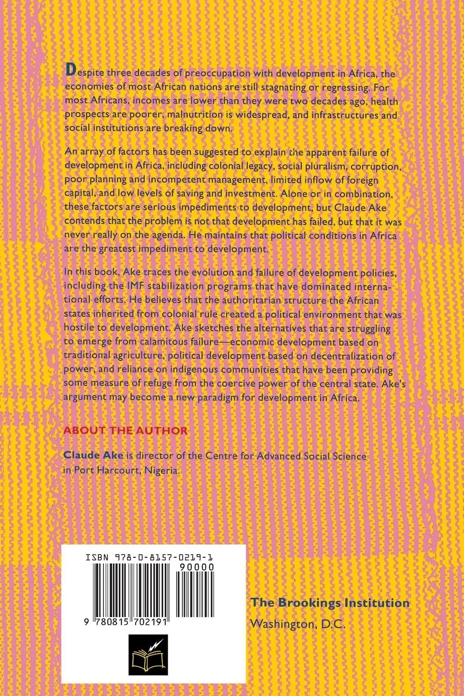 Rückseite: 9780815702191 | Democracy and Development in Africa | Claude Ake | Taschenbuch | 1996