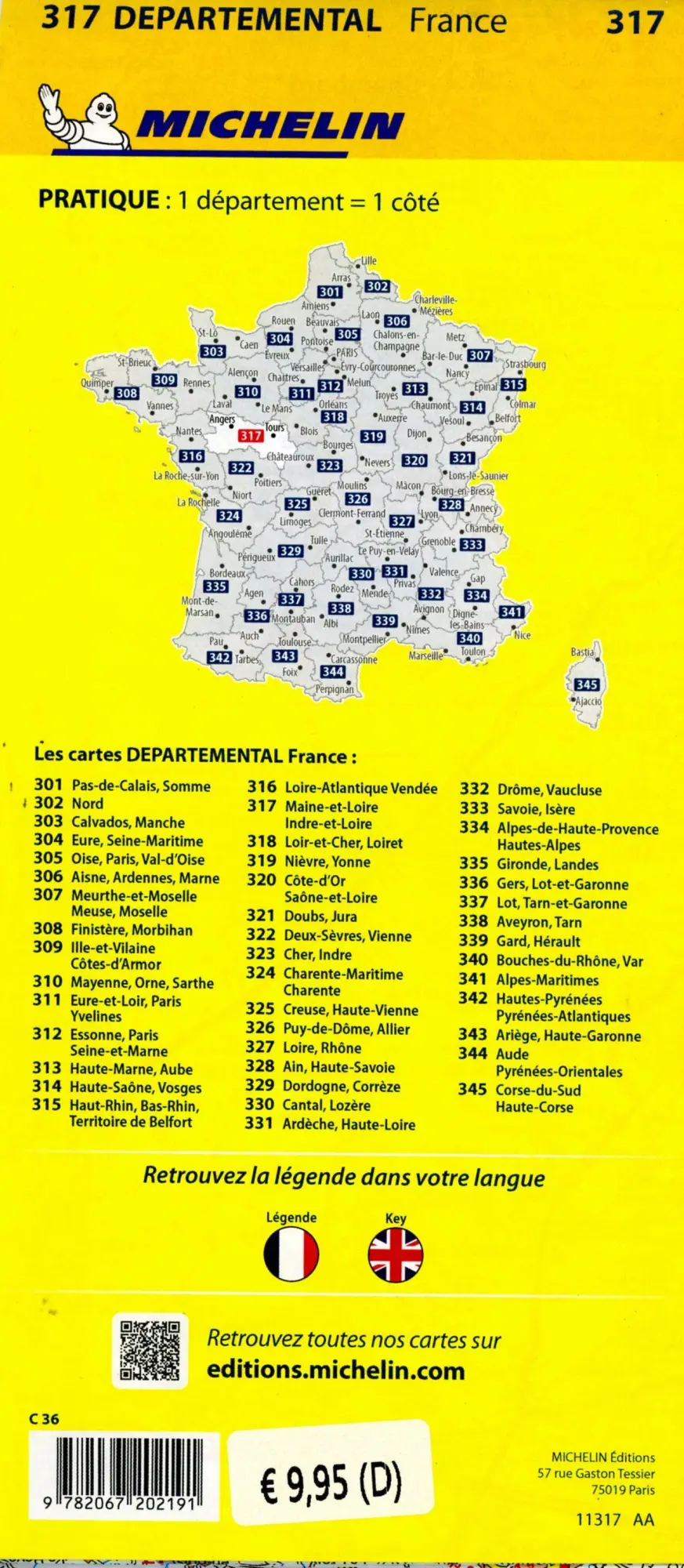 Bild: 9782067202191 | Indre-et-Loire Maine-et-Loire - Michelin Local Map 317 | Map | 1 S.