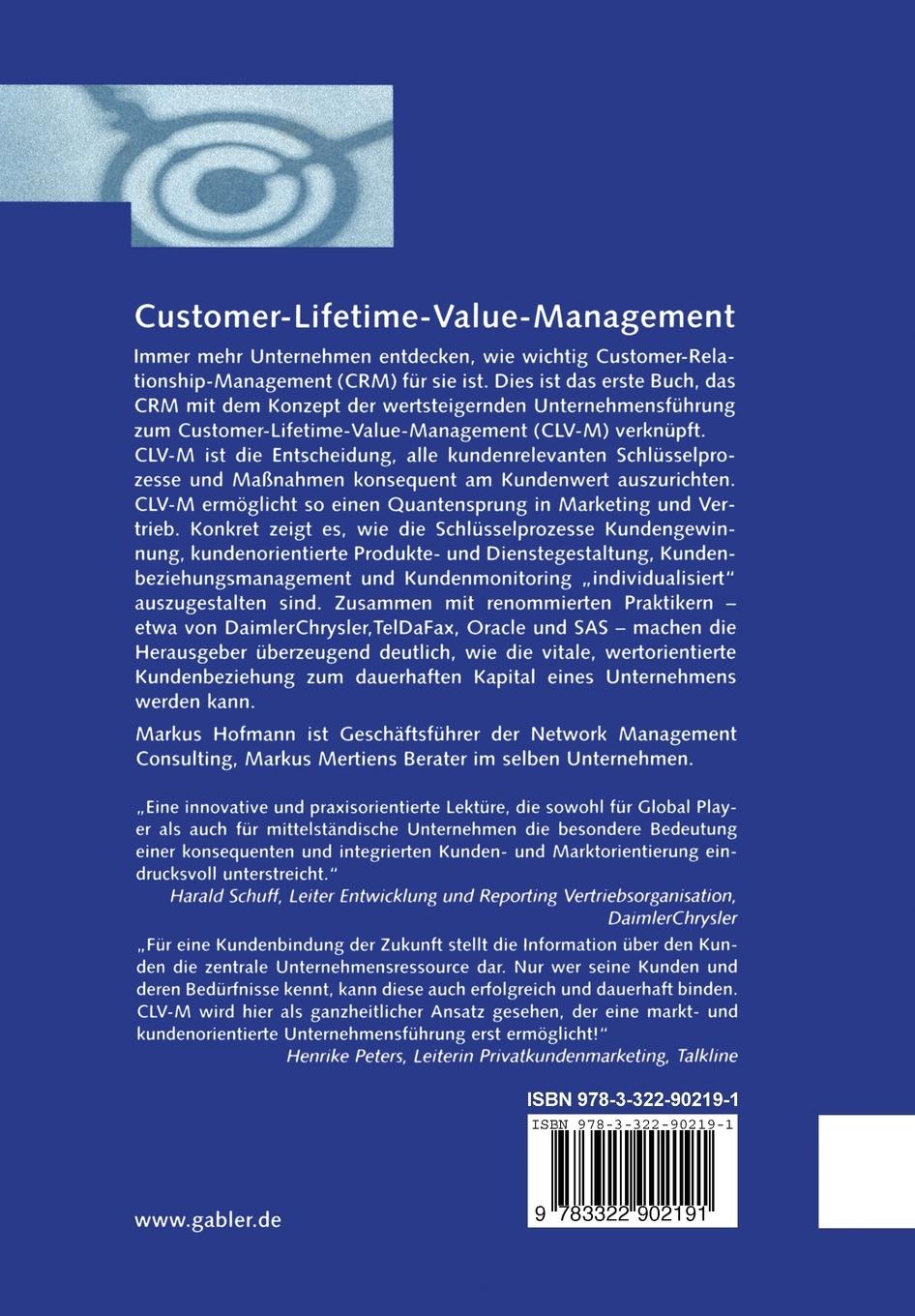 Rückseite: 9783322902191 | Customer-Lifetime-Value-Management | Markus Mertiens (u. a.) | Buch