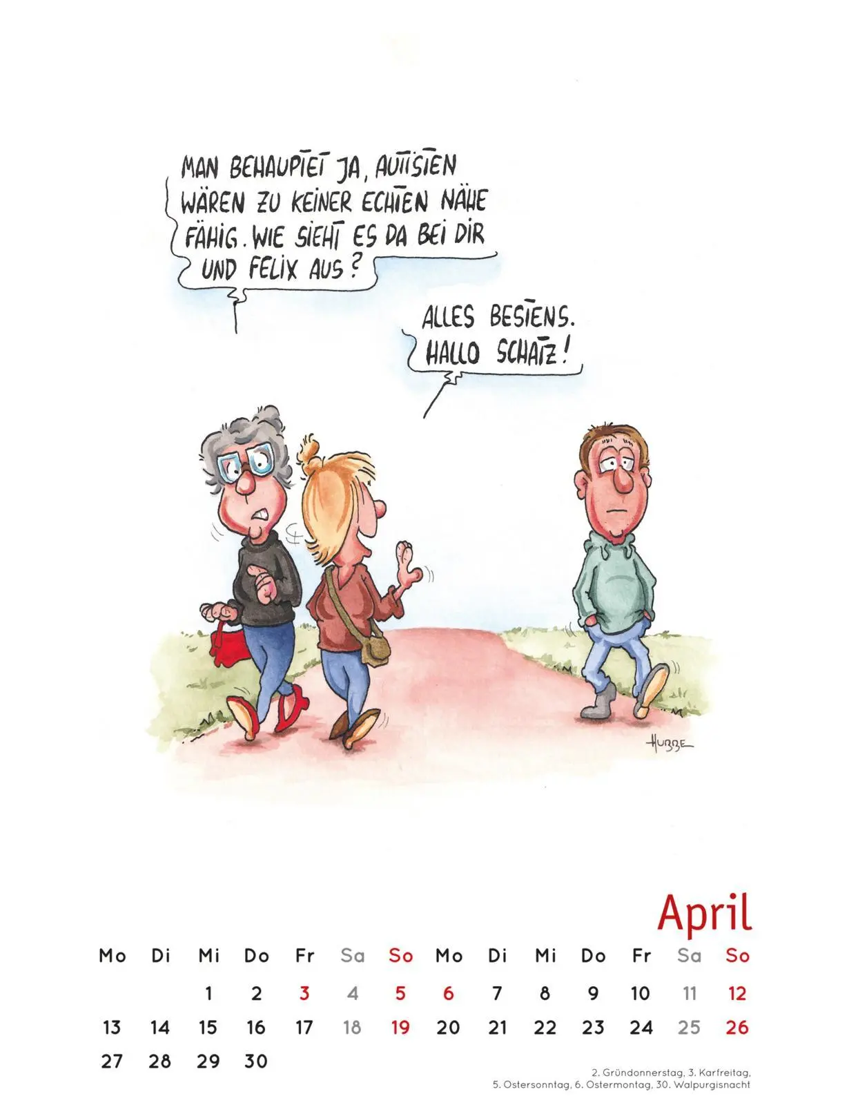 Bild: 9783830322191 | Handicaps 2026: Monatskalender für die Wand | Phil Hubbe | Kalender