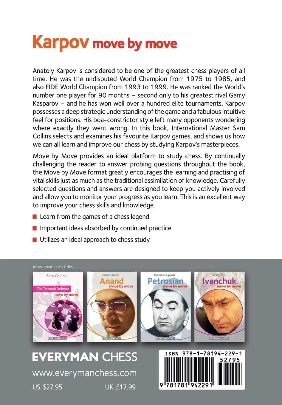 Rückseite: 9781781942291 | Karpov | Move by Move | Sam Collins | Taschenbuch | Englisch | 2015