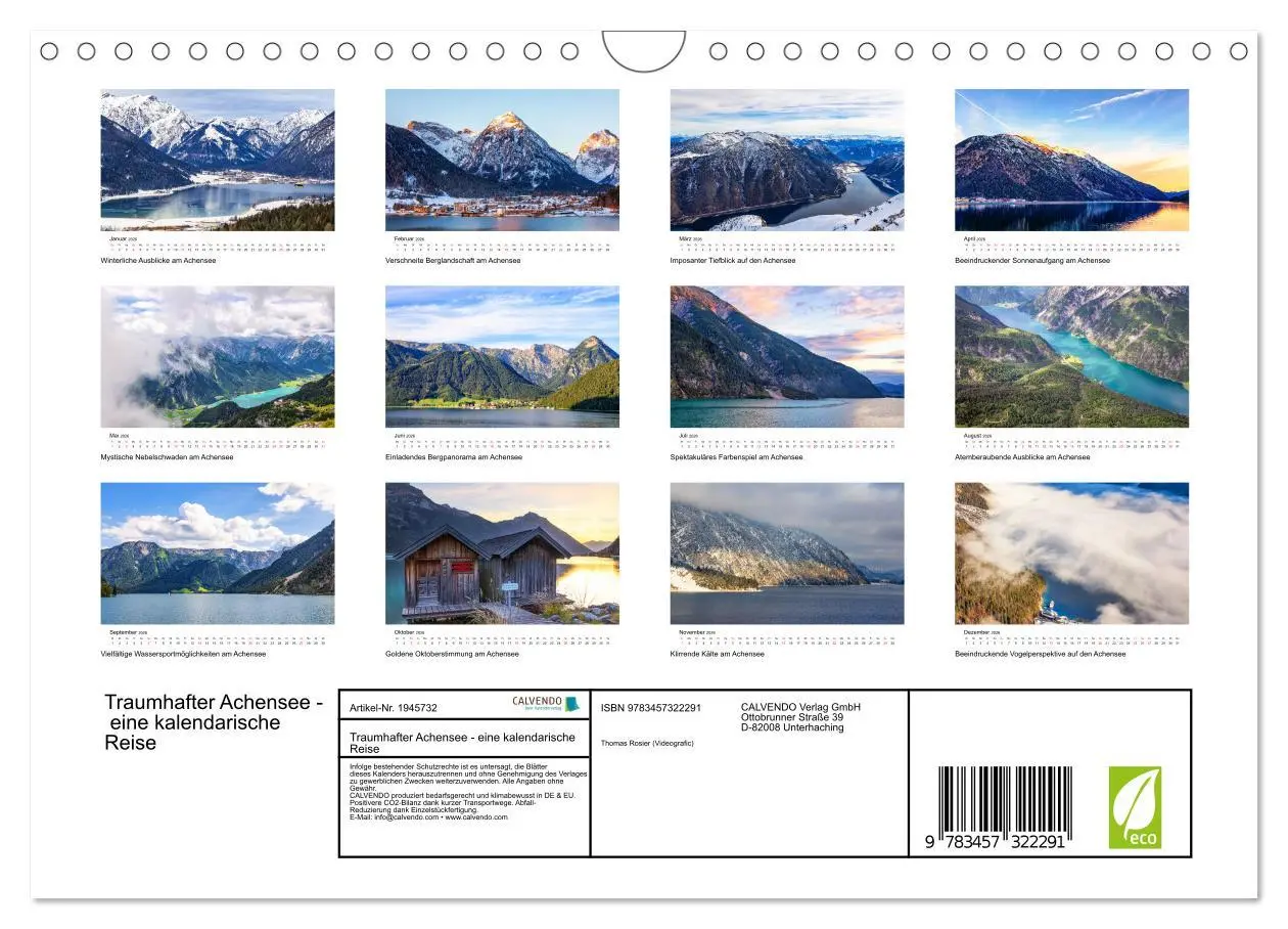 Bild: 9783457322291 | Traumhafter Achensee - eine kalendarische Reise (Wandkalender 2026...