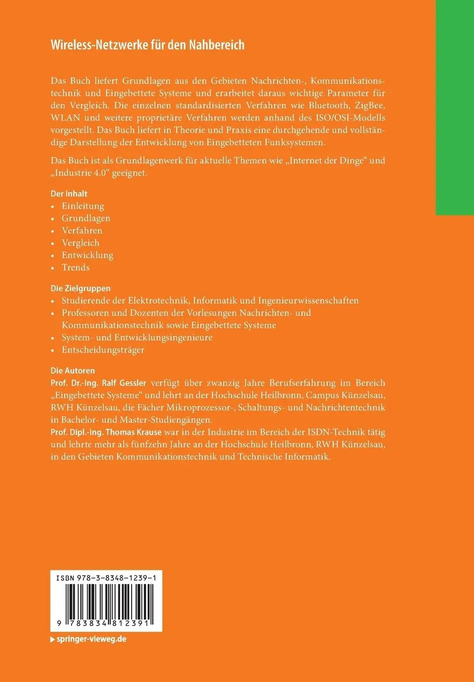Rückseite: 9783834812391 | Wireless-Netzwerke für den Nahbereich | Thomas Krause (u. a.) | Buch